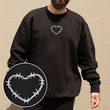 Load image into Gallery viewer, Barbed Wire Heart Embroidered Sweatshirt (Unisex)-Tattoo Clothing, Tattoo Sweatshirt, JH030-Broken Society