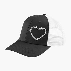 Barbed Wire Heart Embroidered Trucker Cap-Tattoo Clothing, Tattoo Accessories, Tattoo Gift, Tattoo Trucker Cap,BB646-Broken Society