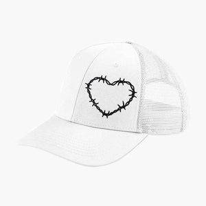 Barbed Wire Heart Embroidered Trucker Cap-Tattoo Clothing, Tattoo Accessories, Tattoo Gift, Tattoo Trucker Cap,BB646-Broken Society