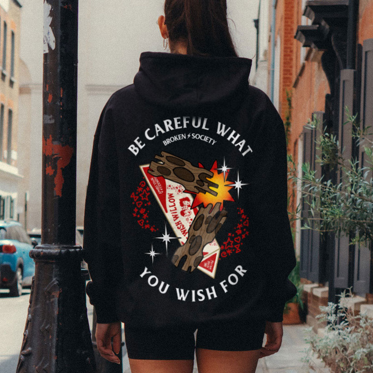 Be Careful What You Wish For Hoodie (Unisex)-Tattoo Clothing, Tattoo Hoodie, JH001-Broken Society