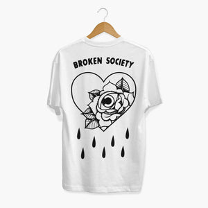 Bleeding Heart Outline T-Shirt (Unisex)-Tattoo Clothing, Tattoo T-Shirt, N03-Broken Society