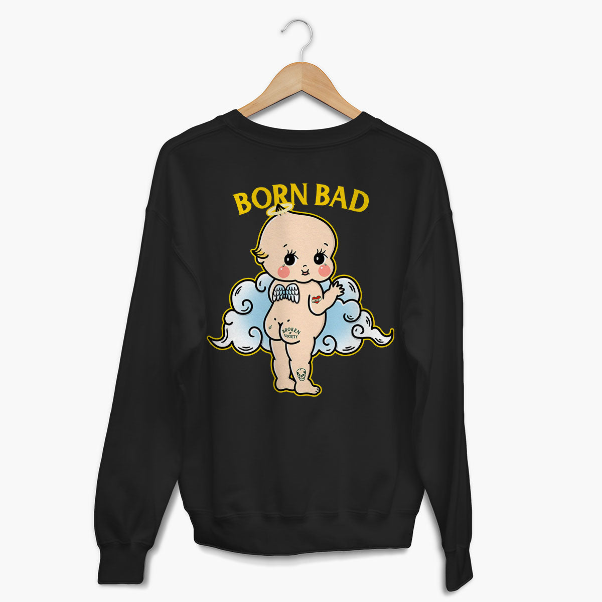 Born Bad Angel Sweatshirt (Unisex)-Tattoo Clothing, Tattoo Sweatshirt, JH030-Broken Society