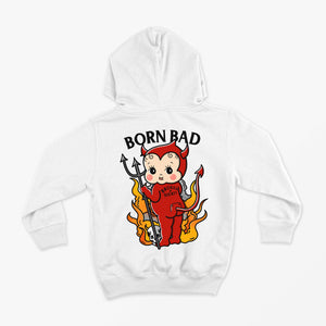 Born Bad Devil Kids Hoodie (Unisex)-Tattoo Clothing, Tattoo Hoodie, JH001B-Broken Society