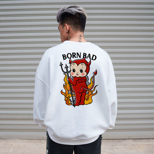 Born Bad Devil Sweatshirt (Unisex)-Tattoo Clothing, Tattoo Sweatshirt, JH030-Broken Society