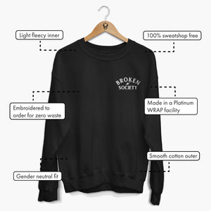 Broken Society Embroidered Sweatshirt (Unisex)-Tattoo Clothing, Tattoo Sweatshirt, JH030-Broken Society