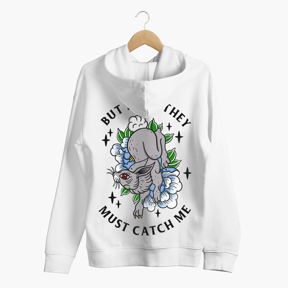 But First They Must Catch Me Hoodie (Unisex)-Tattoo Clothing, Tattoo Hoodie, JH001-Broken Society