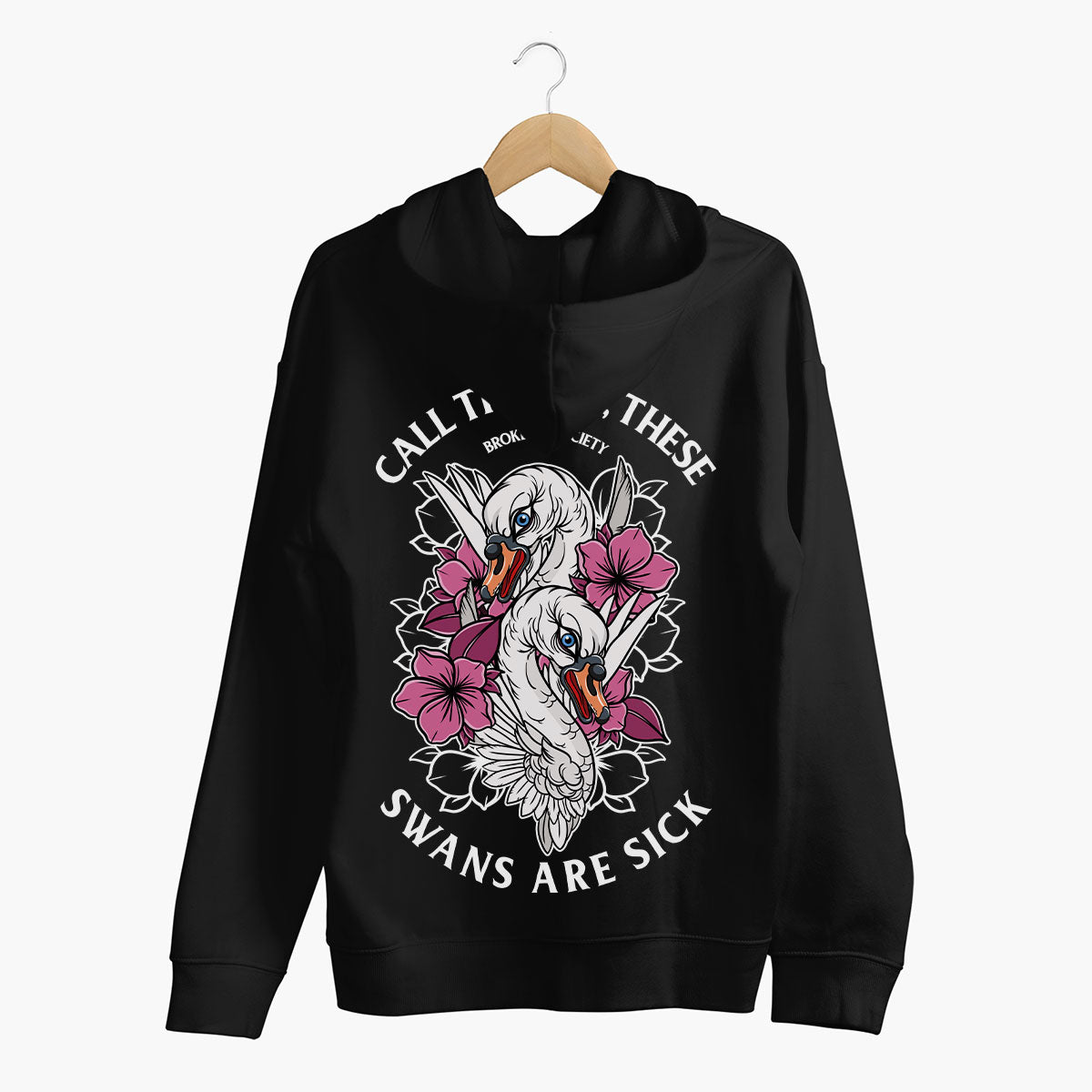 Call The Vet, These Swans Are Sick Hoodie (Unisex)-Tattoo Clothing, Tattoo Hoodie, JH001-Broken Society