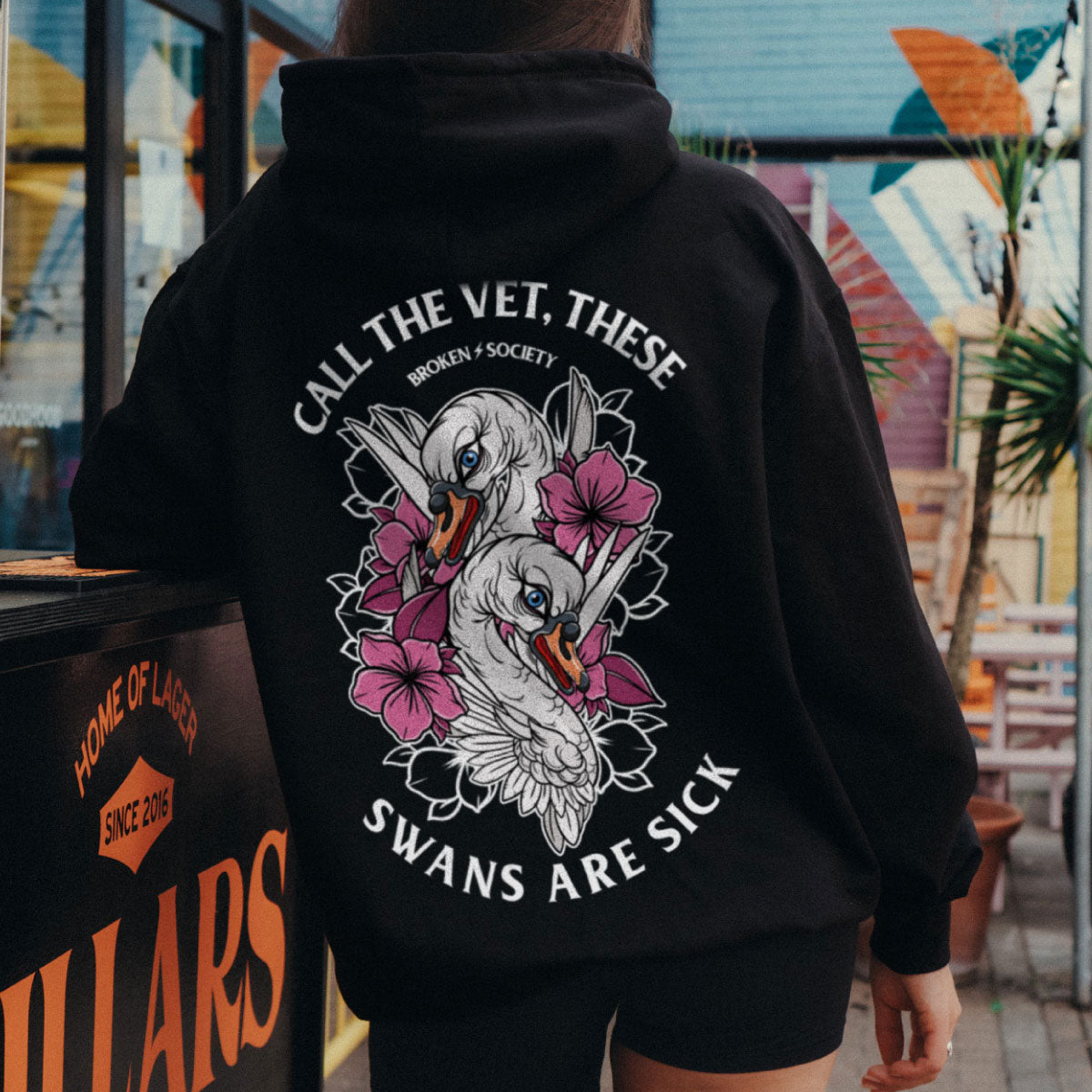 Call The Vet, These Swans Are Sick Hoodie (Unisex)-Tattoo Clothing, Tattoo Hoodie, JH001-Broken Society