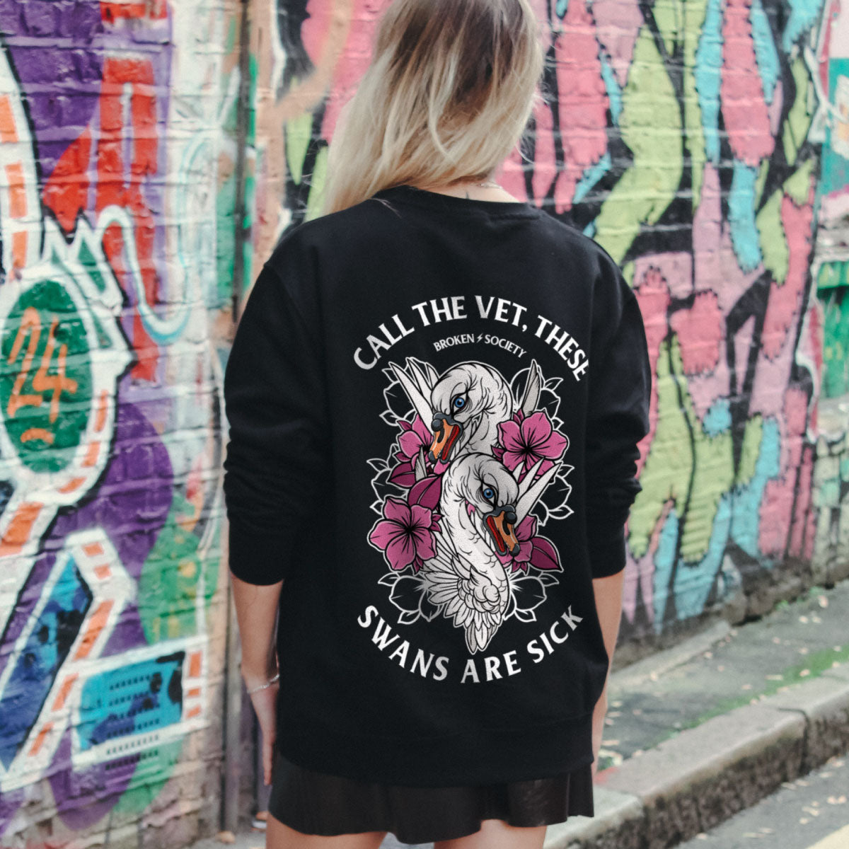 Call The Vet, These Swans Are Sick Sweatshirt (Unisex)-Tattoo Clothing, Tattoo Sweatshirt, JH030-Broken Society