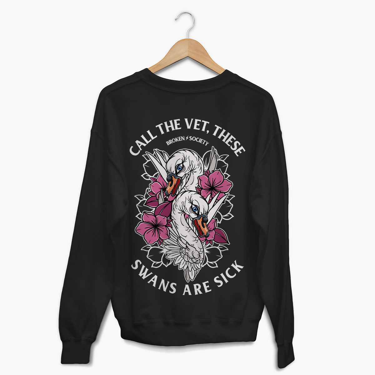 Call The Vet, These Swans Are Sick Sweatshirt (Unisex)-Tattoo Clothing, Tattoo Sweatshirt, JH030-Broken Society