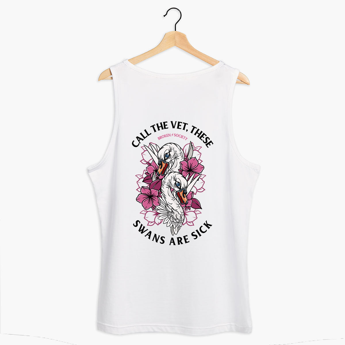 Call The Vet, These Swans Are Sick Tank (Unisex)-Tattoo Clothing, Tattoo Tank, 03980-Broken Society