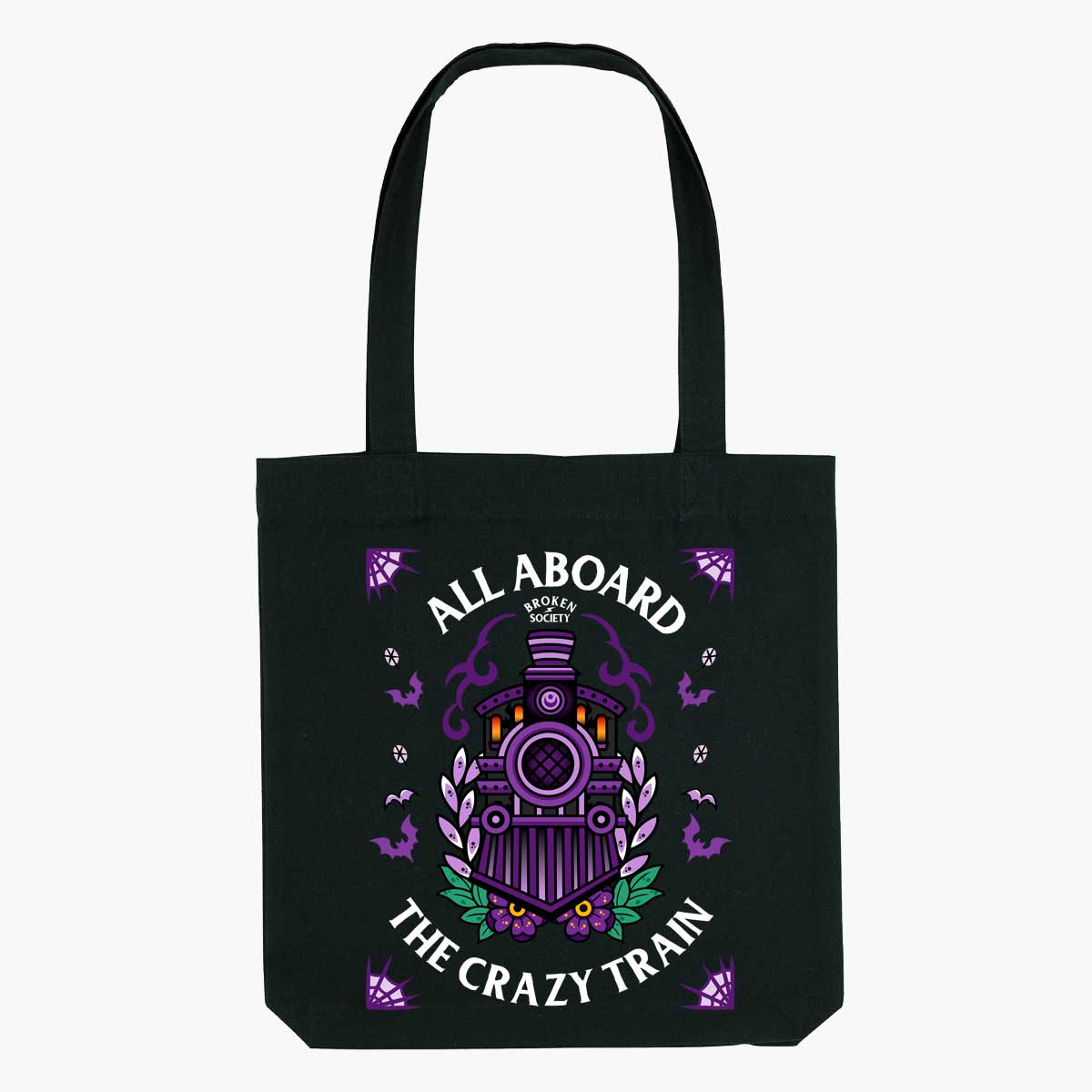 Crazy Train Strong-As-Hell Tote Bag-Tattoo Apparel, Tattoo Accessories, Tattoo Gift, Tattoo Tote Bag-Broken Society