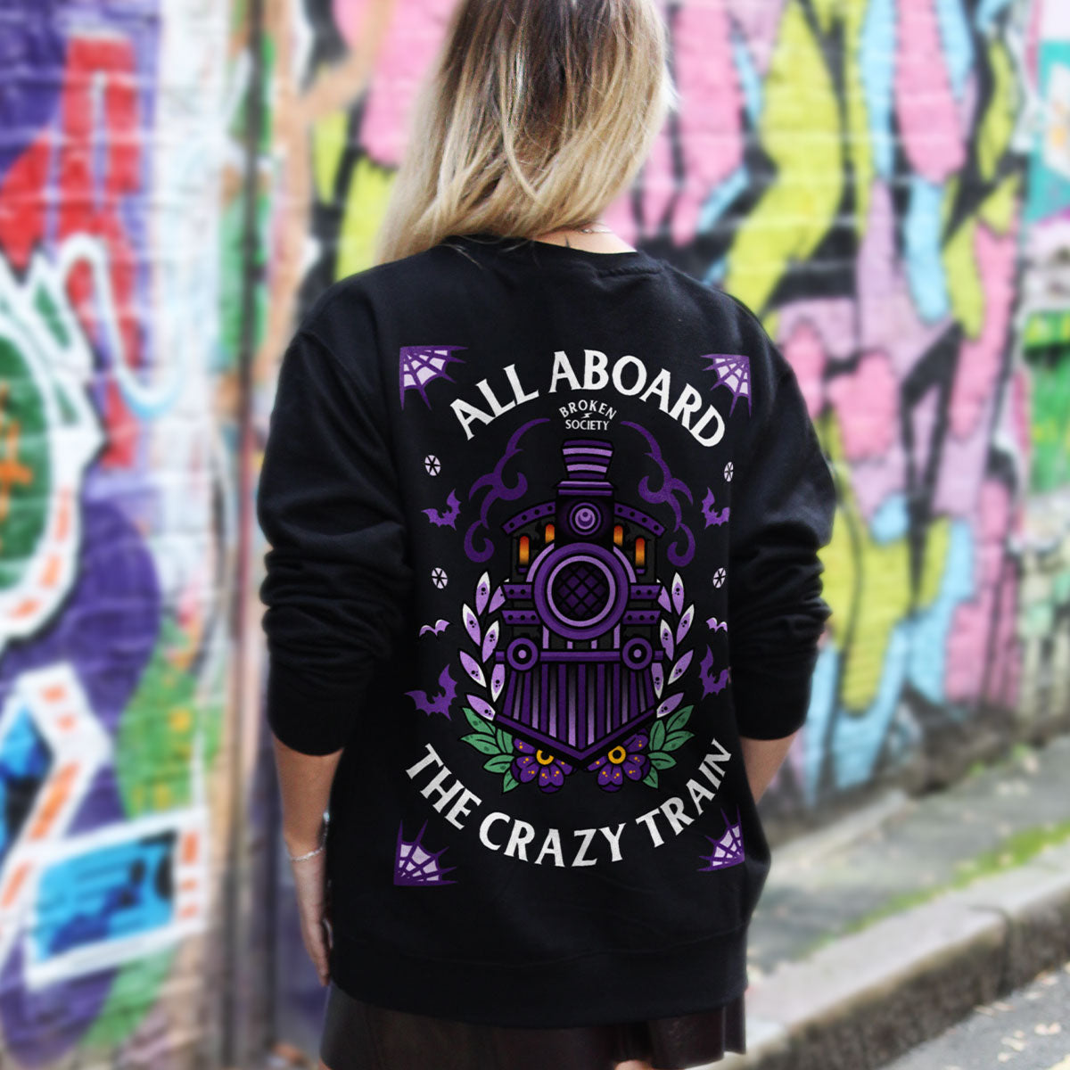 Crazy Train Sweatshirt (Unisex)-Tattoo Clothing, Tattoo Sweatshirt, JH030-Broken Society