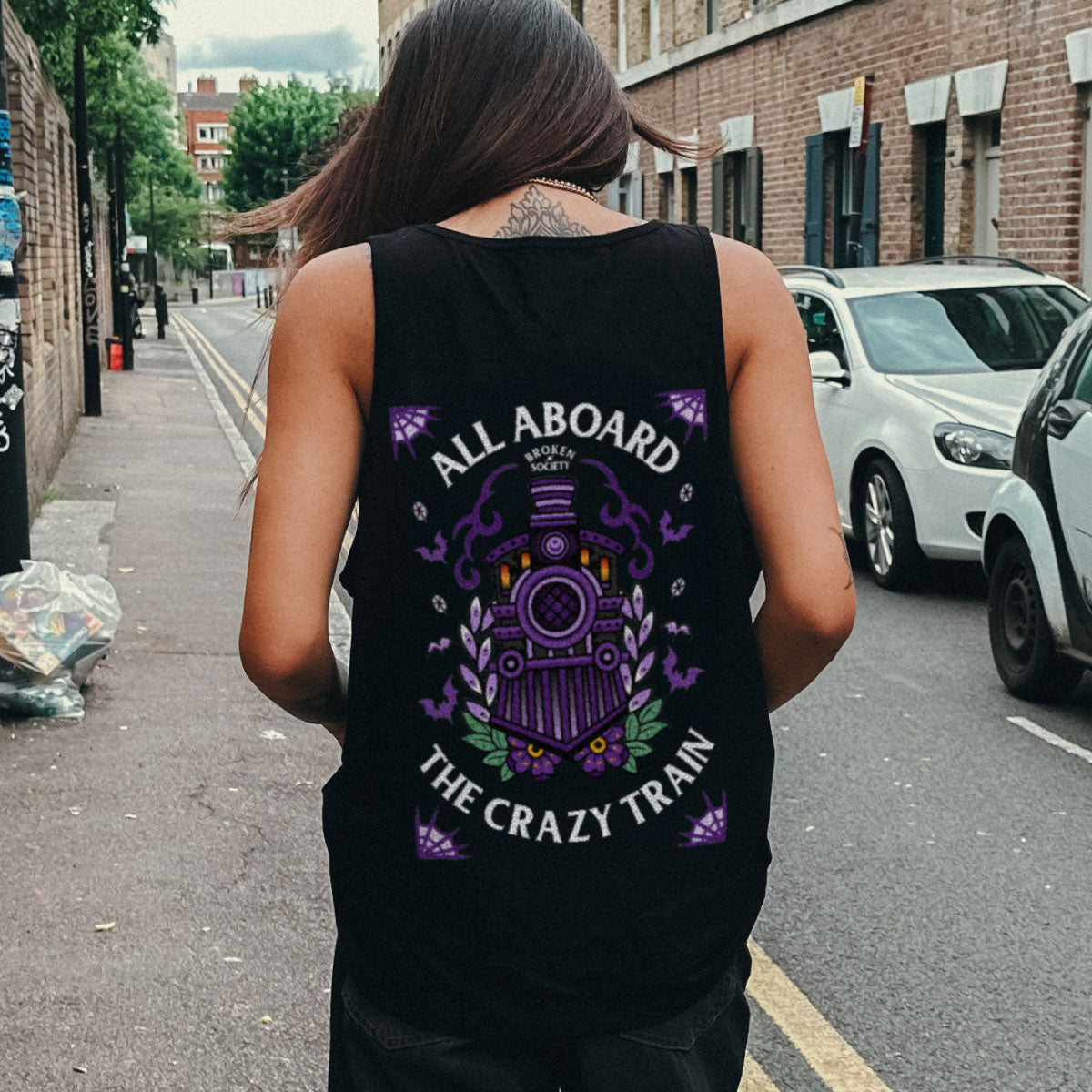Crazy Train Tank (Unisex)-Tattoo Clothing, Tattoo Tank, 03980-Broken Society