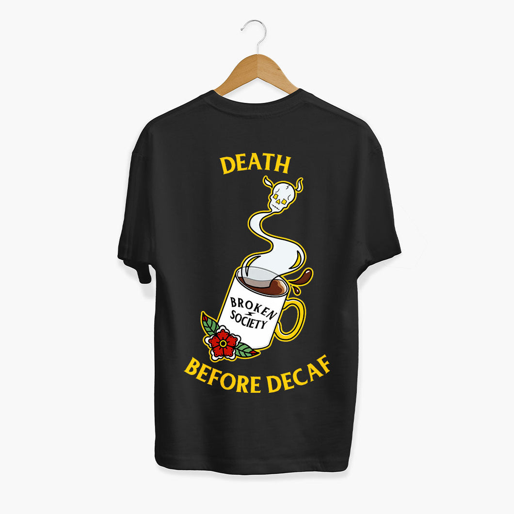 Death Before Decaf T-shirt (Unisex)-Tattoo Clothing, Tattoo T-Shirt, N03-Broken Society