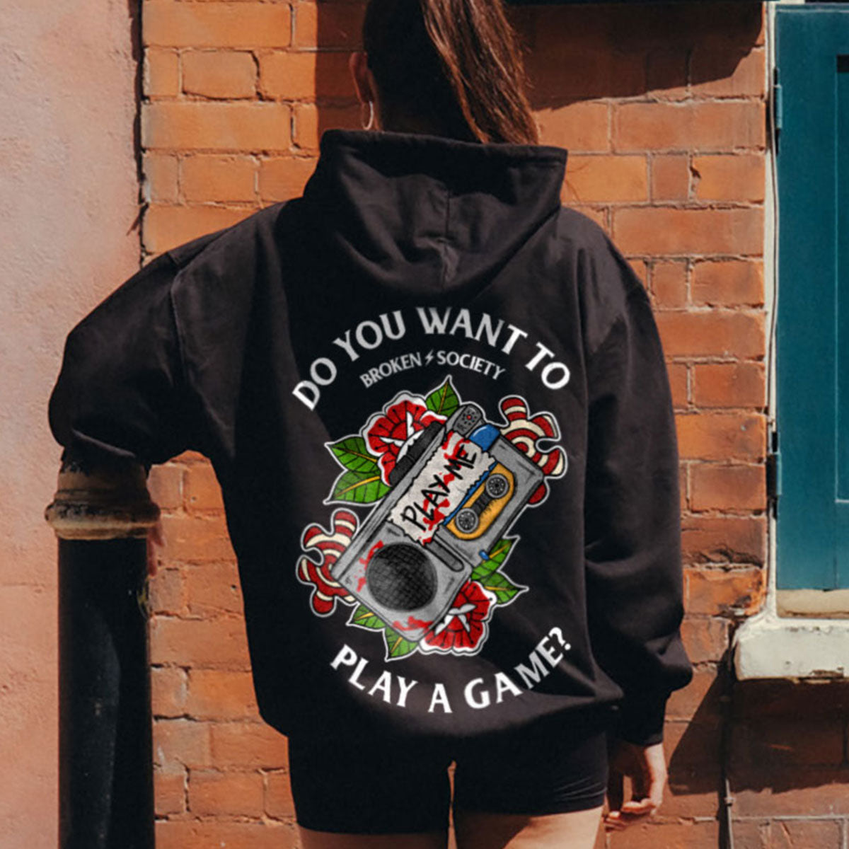 Do You Want To Play A Game Hoodie (Unisex)-Tattoo Clothing, Tattoo Hoodie, JH001-Broken Society