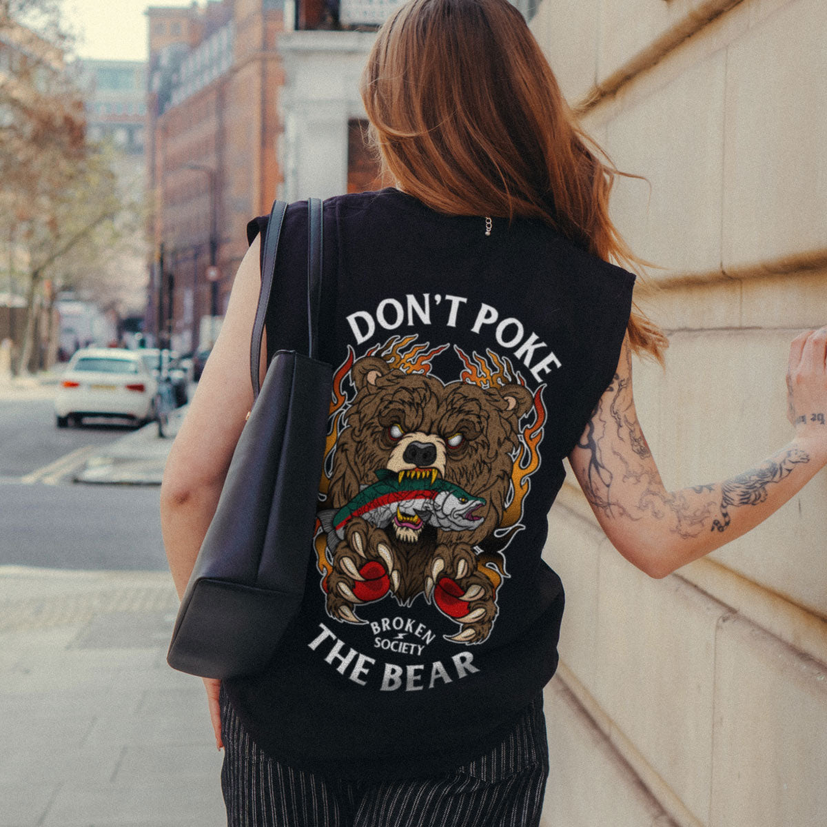 Don't Poke The Bear Sleeveless T-Shirt (Unisex)-Tattoo Clothing, Tattoo Sleeveless T-Shirt, EP01S-Broken Society
