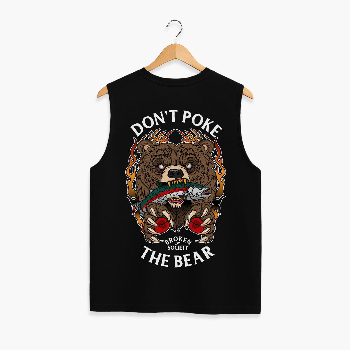 Don't Poke The Bear Sleeveless T-Shirt (Unisex)-Tattoo Clothing, Tattoo Sleeveless T-Shirt, EP01S-Broken Society