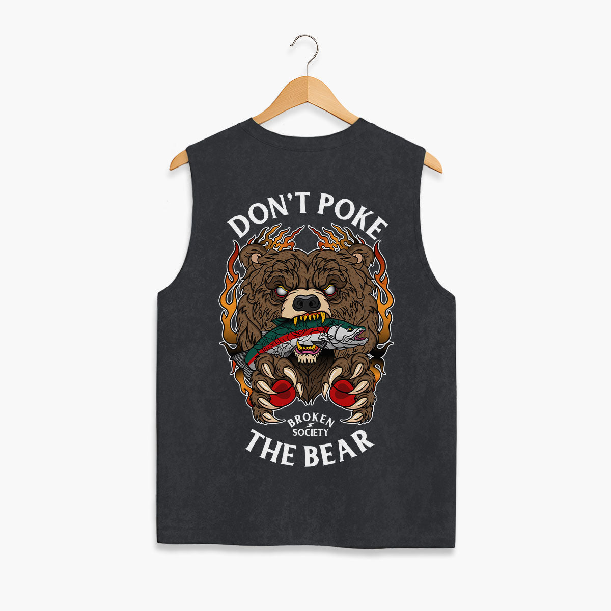 Don't Poke The Bear Sleeveless T-Shirt (Unisex)-Tattoo Clothing, Tattoo Sleeveless T-Shirt, EP01S-Broken Society
