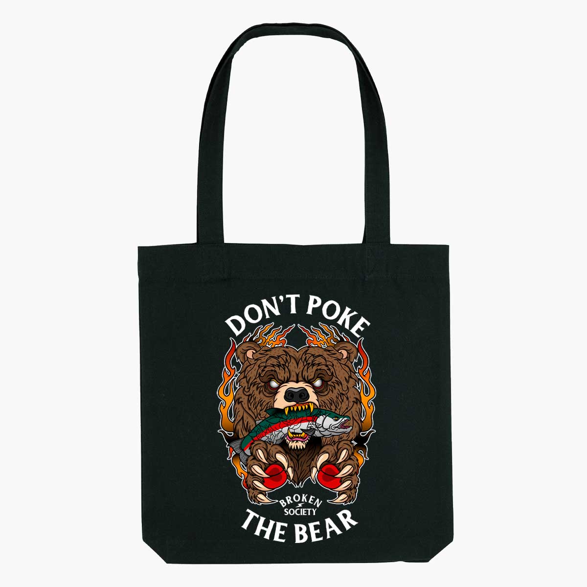 Don't Poke The Bear Strong-As-Hell Tote Bag-Tattoo Apparel, Tattoo Accessories, Tattoo Gift, Tattoo Tote Bag-Broken Society