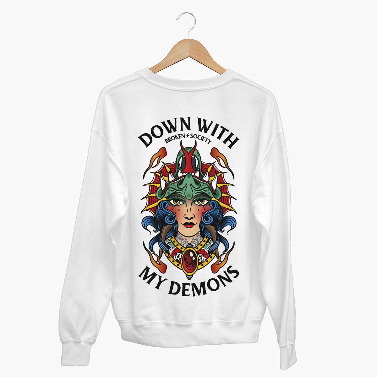 Down With My Demons Sweatshirt (Unisex)-Tattoo Clothing, Tattoo Sweatshirt, JH030-Broken Society
