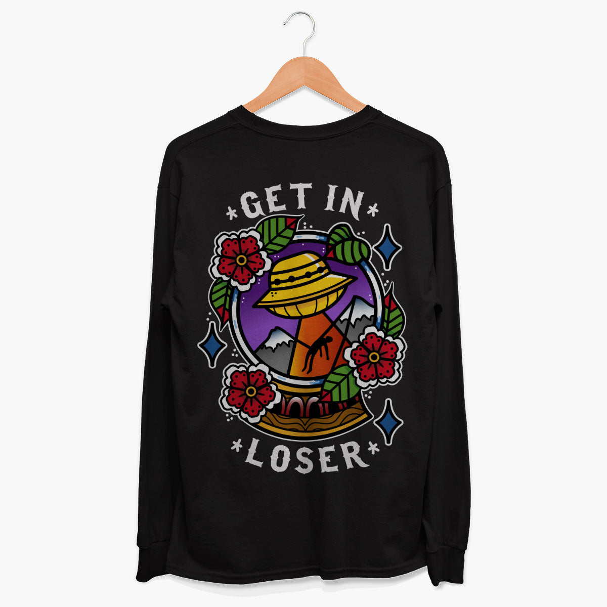 Get In Loser Long Sleeve T-Shirt (Unisex)-Tattoo Clothing, Tattoo Long Sleeve T-Shirt, EP185L-Broken Society
