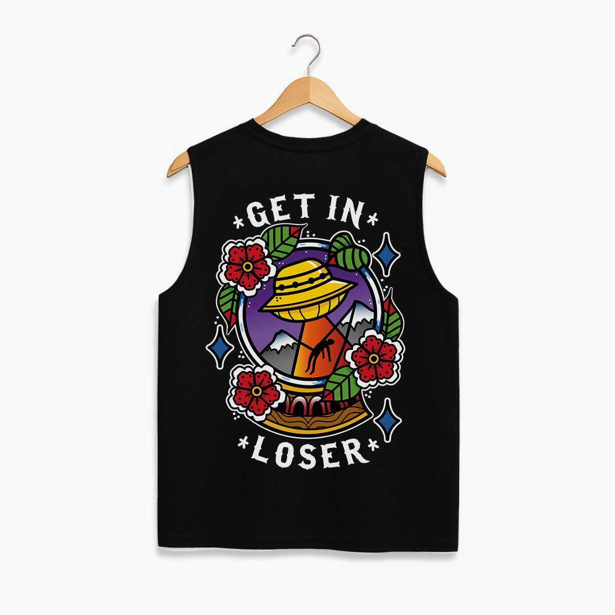 Get In Loser Sleeveless T-Shirt (Unisex)-Tattoo Clothing, Tattoo Sleeveless T-Shirt, EP01S-Broken Society