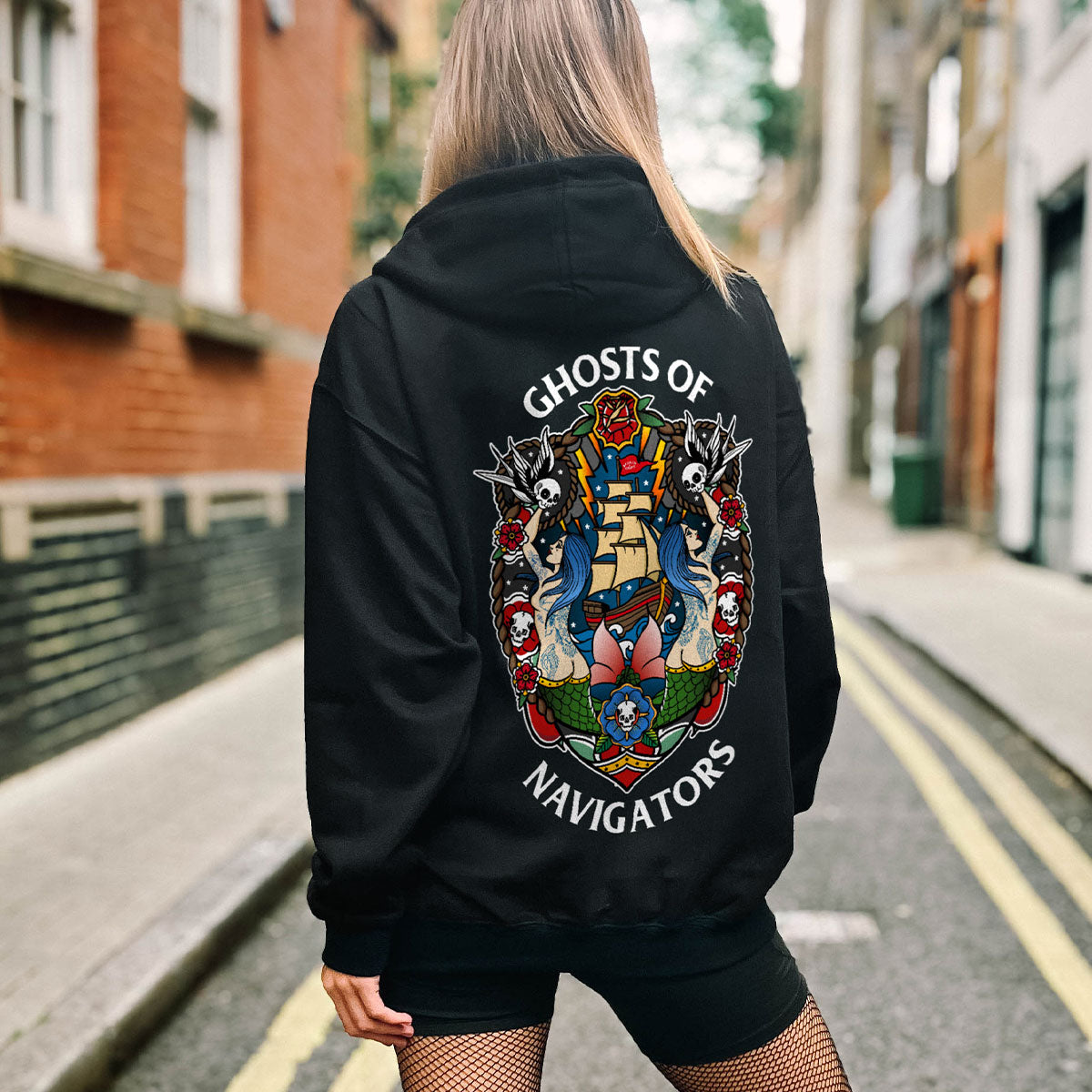Ghost Of Navigators Hoodie (Unisex)-Tattoo Clothing, Tattoo Hoodie, JH001-Broken Society