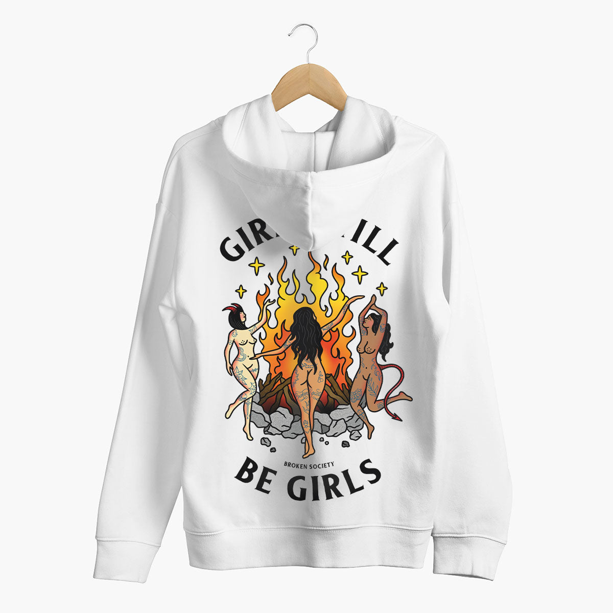 Girls Will Be Girls Hoodie (Unisex)-Tattoo Clothing, Tattoo Hoodie, JH001-Broken Society