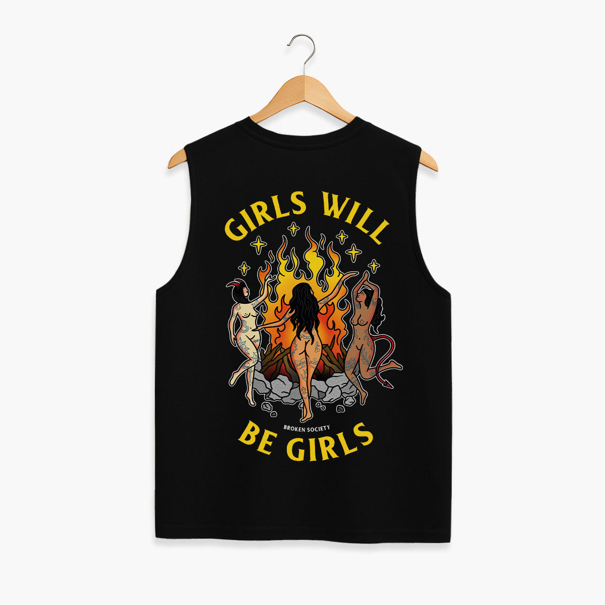 Girls Will Be Girls Sleeveless T-Shirt (Unisex)-Tattoo Clothing, Tattoo Sleeveless T-Shirt, EP01S-Broken Society