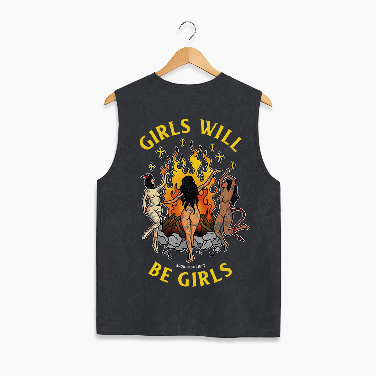Girls Will Be Girls Sleeveless T-Shirt (Unisex)-Tattoo Clothing, Tattoo Sleeveless T-Shirt, EP01S-Broken Society