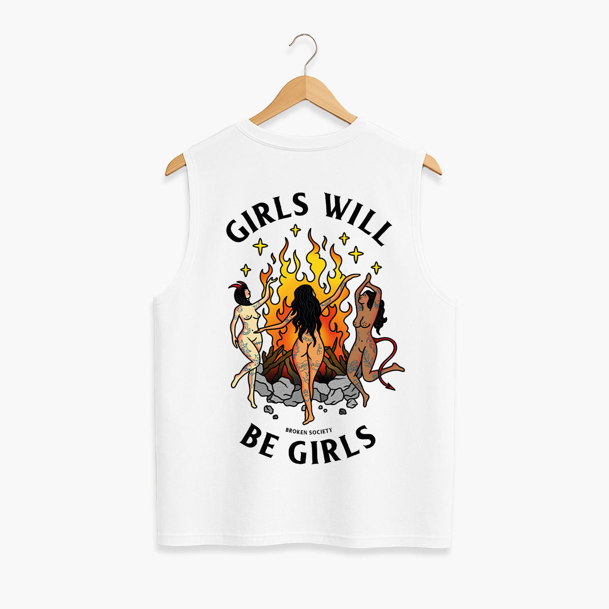 Girls Will Be Girls Sleeveless T-Shirt (Unisex)-Tattoo Clothing, Tattoo Sleeveless T-Shirt, EP01S-Broken Society