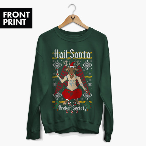 Hail Santa Christmas Jumper (Unisex)-Tattoo Clothing, Tattoo Sweatshirt, JH030-Broken Society