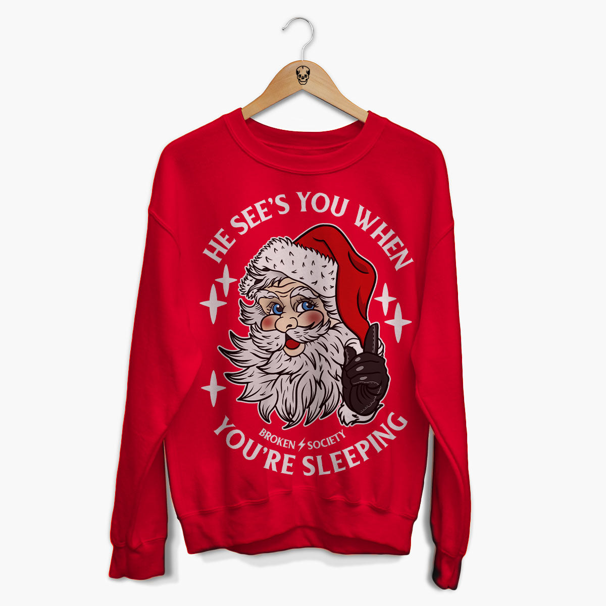 He Sees You When You're Sleeping Christmas Jumper (Unisex)-Tattoo Clothing, Tattoo Sweatshirt, JH030-Broken Society