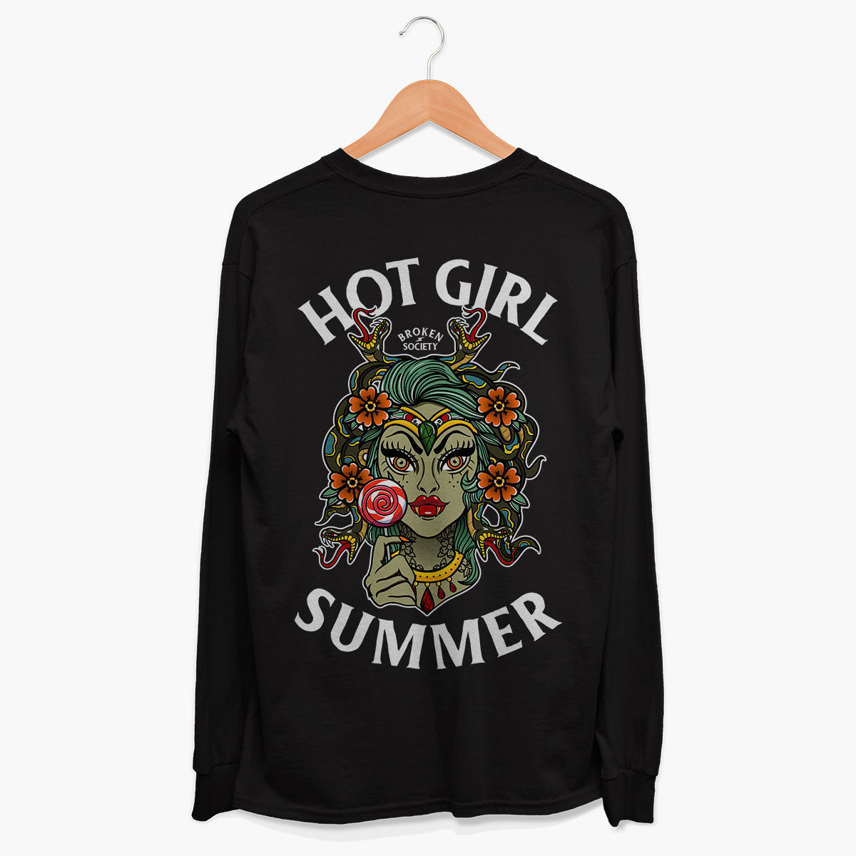 Hot Girl Summer Long Sleeve T-Shirt (Unisex)-Tattoo Clothing, Tattoo Long Sleeve T-Shirt, EP185L-Broken Society