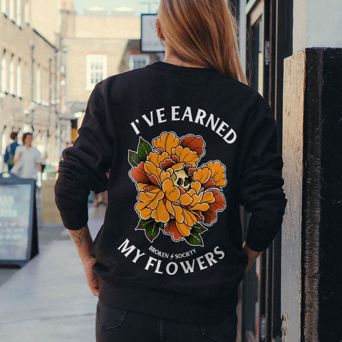 I've Earned My Flowers Sweatshirt (Unisex)-Tattoo Clothing, Tattoo Sweatshirt, JH030-Broken Society