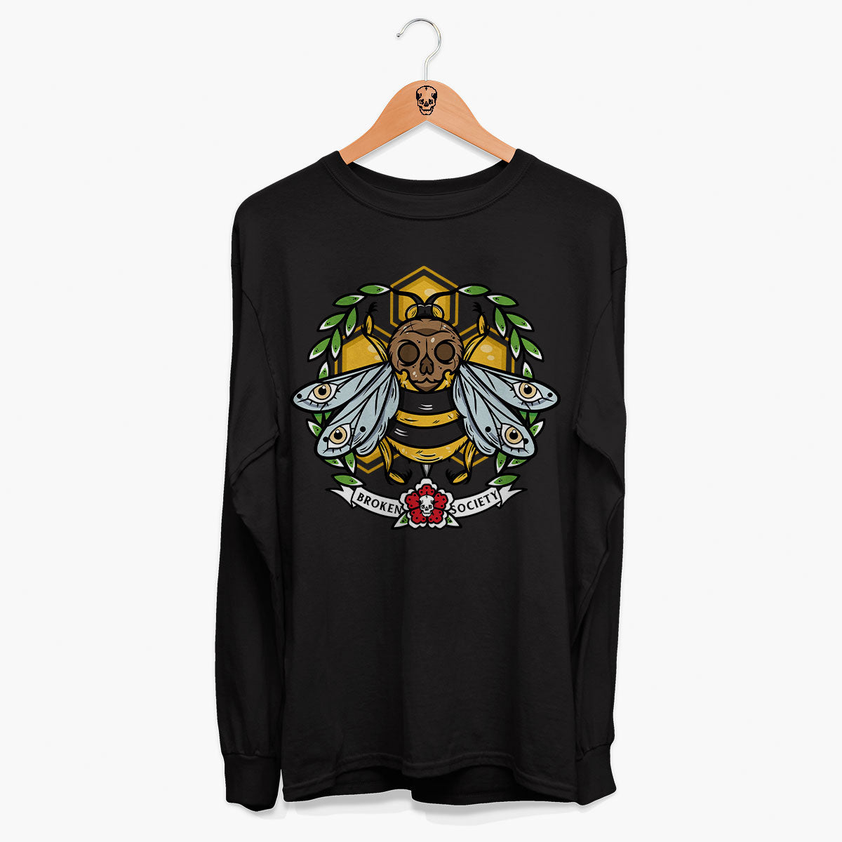 Killer Bee Long Sleeve T-Shirt (Unisex)-Tattoo Clothing, Tattoo Long Sleeve T-Shirt, EP185L-Broken Society