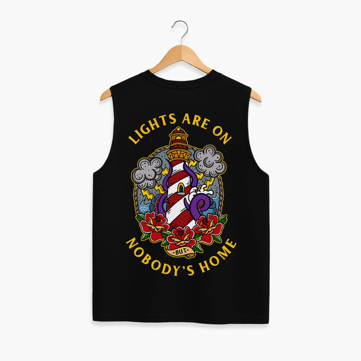 Lights Are On But Nobody's Home Sleeveless T-Shirt (Unisex)-Tattoo Clothing, Tattoo Sleeveless T-Shirt, EP01S-Broken Society