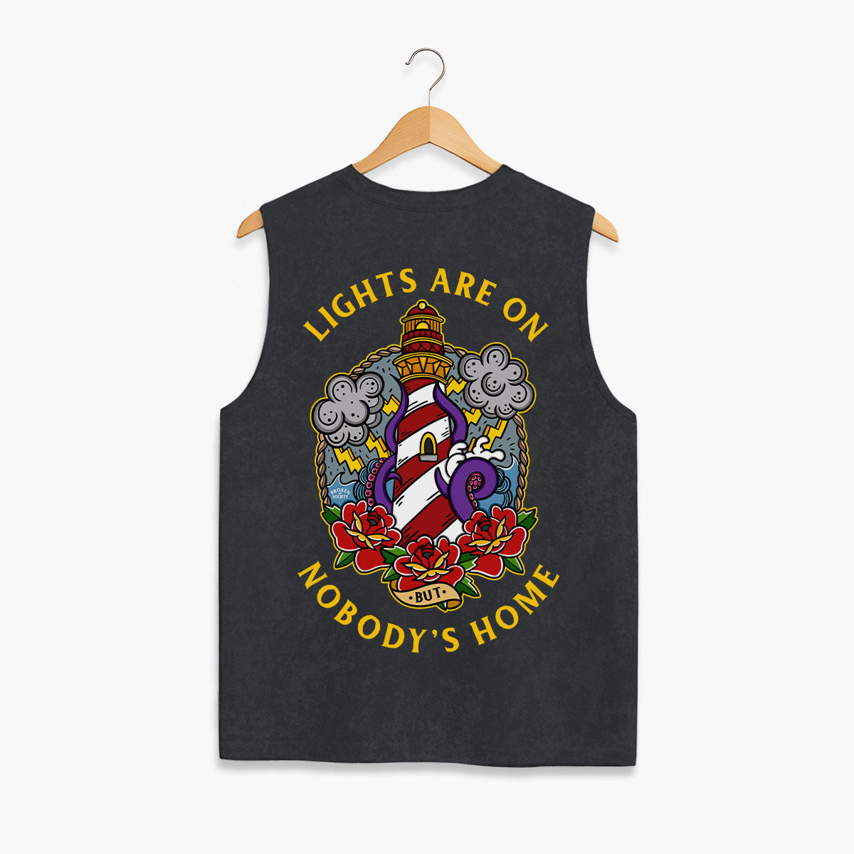 Lights Are On But Nobody's Home Sleeveless T-Shirt (Unisex)-Tattoo Clothing, Tattoo Sleeveless T-Shirt, EP01S-Broken Society