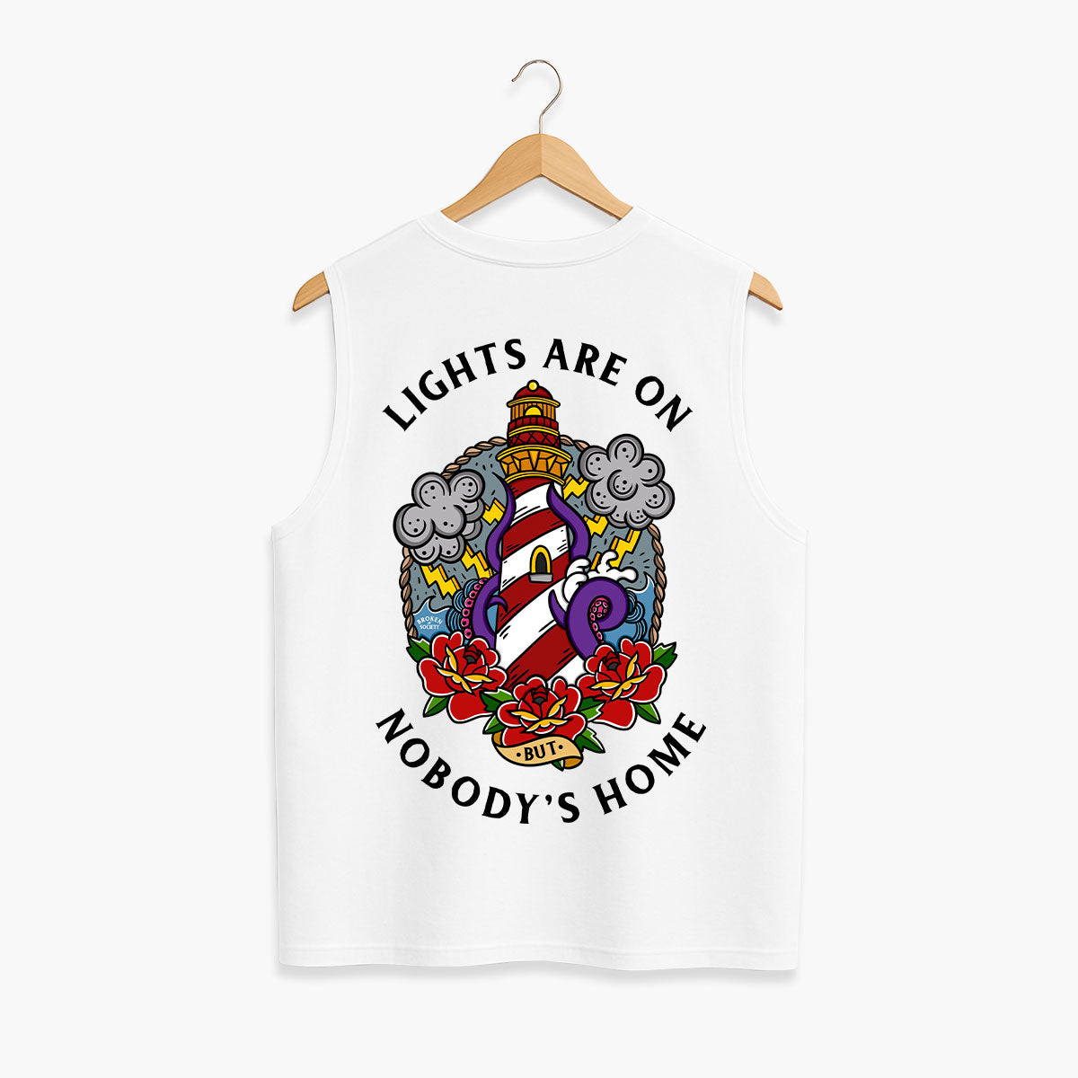 Lights Are On But Nobody's Home Sleeveless T-Shirt (Unisex)-Tattoo Clothing, Tattoo Sleeveless T-Shirt, EP01S-Broken Society