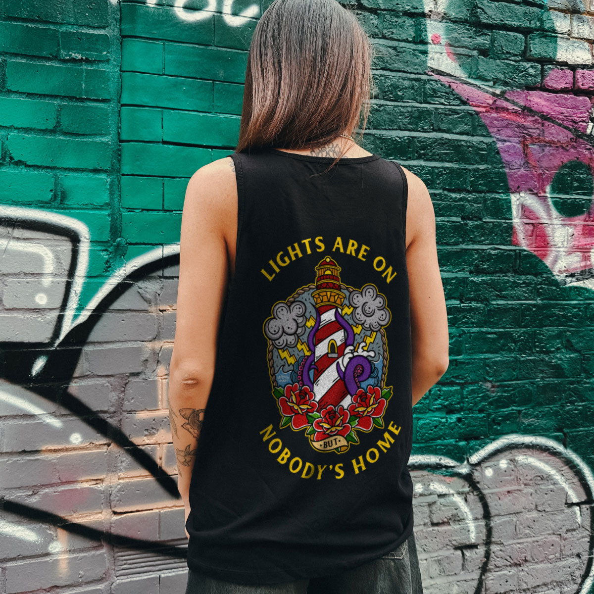 Lights Are On But Nobody's Home Tank (Unisex)-Tattoo Clothing, Tattoo Tank, 03980-Broken Society