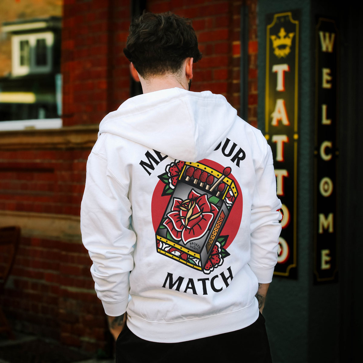 Meet Your Match Hoodie (Unisex)-Tattoo Clothing, Tattoo Hoodie, JH001-Broken Society