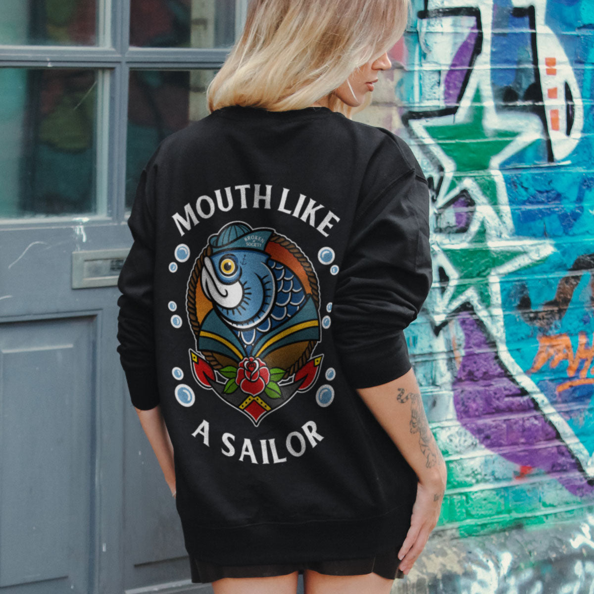 Mouth Like A Sailor Sweatshirt (Unisex)-Tattoo Clothing, Tattoo Sweatshirt, JH030-Broken Society