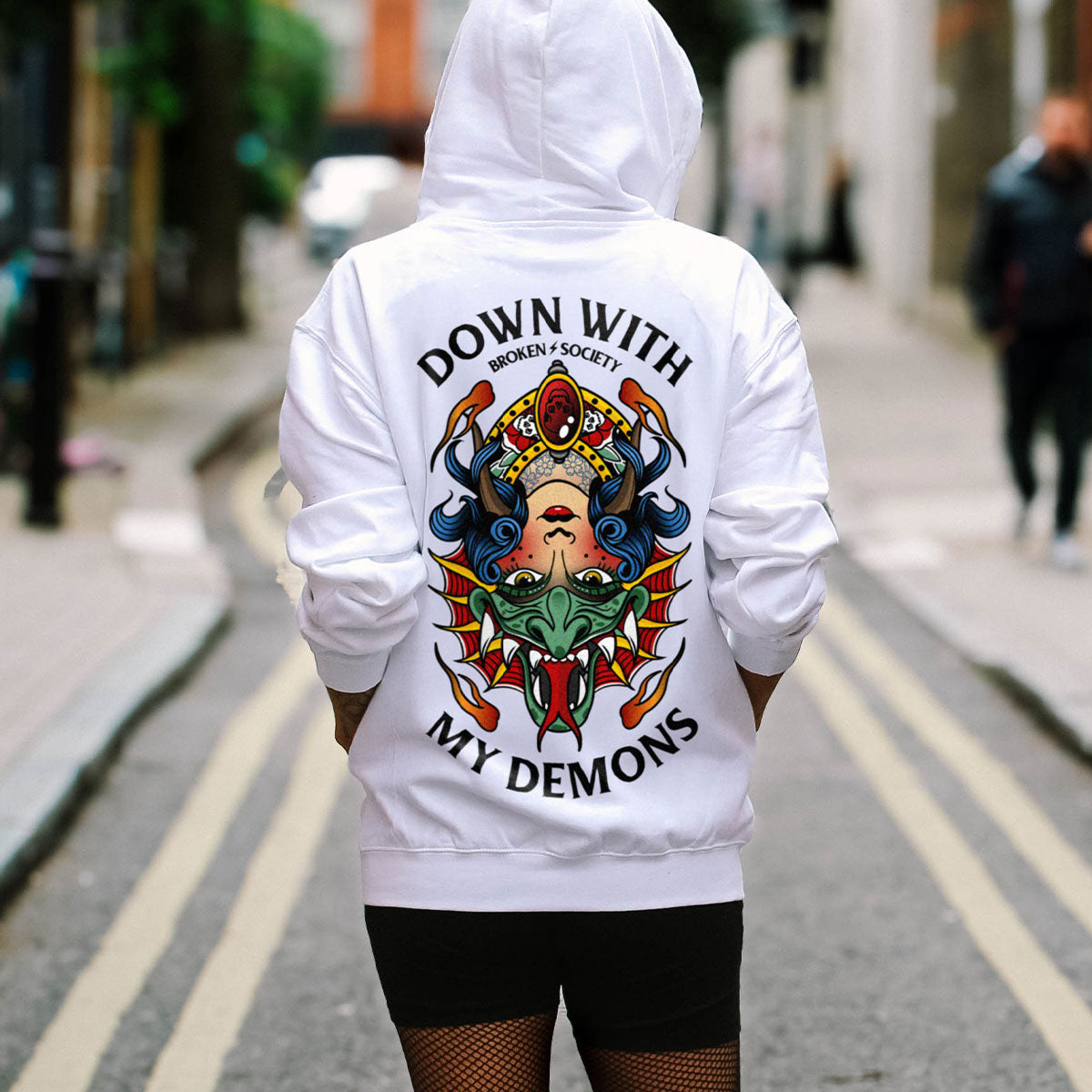 My Demons Are Down Hoodie (Unisex)-Tattoo Clothing, Tattoo Hoodie, JH001-Broken Society