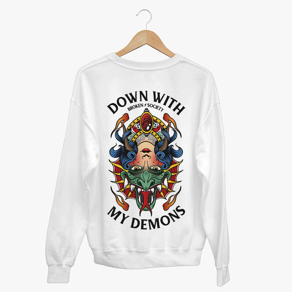 My Demons Are Down Sweatshirt (Unisex)-Tattoo Clothing, Tattoo Sweatshirt, JH030-Broken Society
