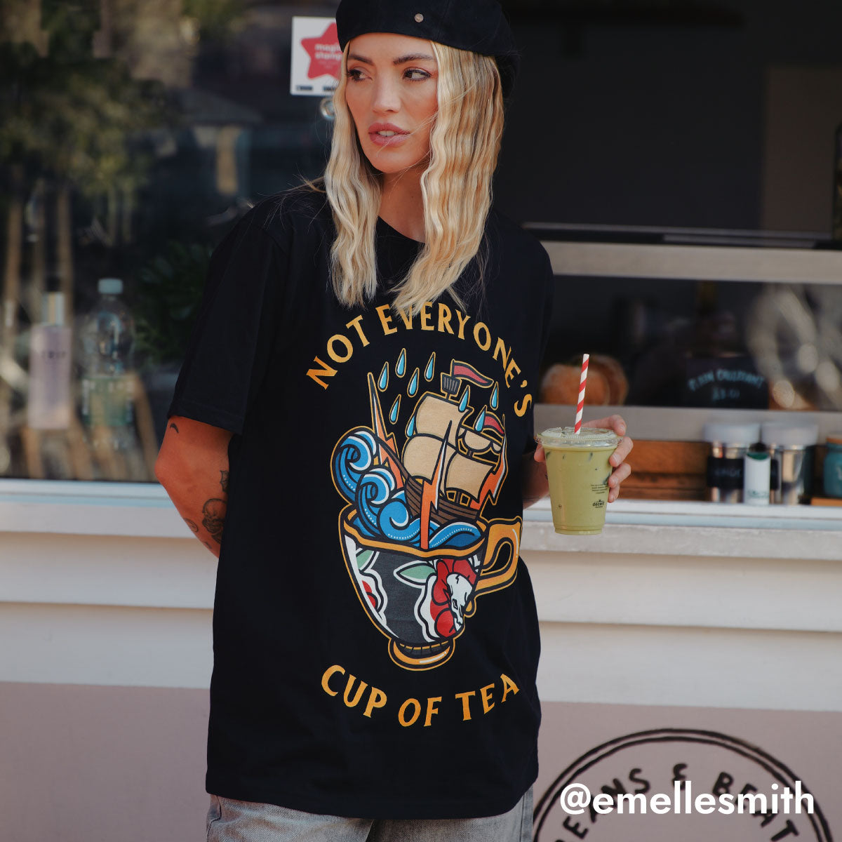 Not Everyone's Cup Of Tea Front Print T-Shirt (Unisex)-Tattoo Clothing, Tattoo T-Shirt, EP01-Broken Society