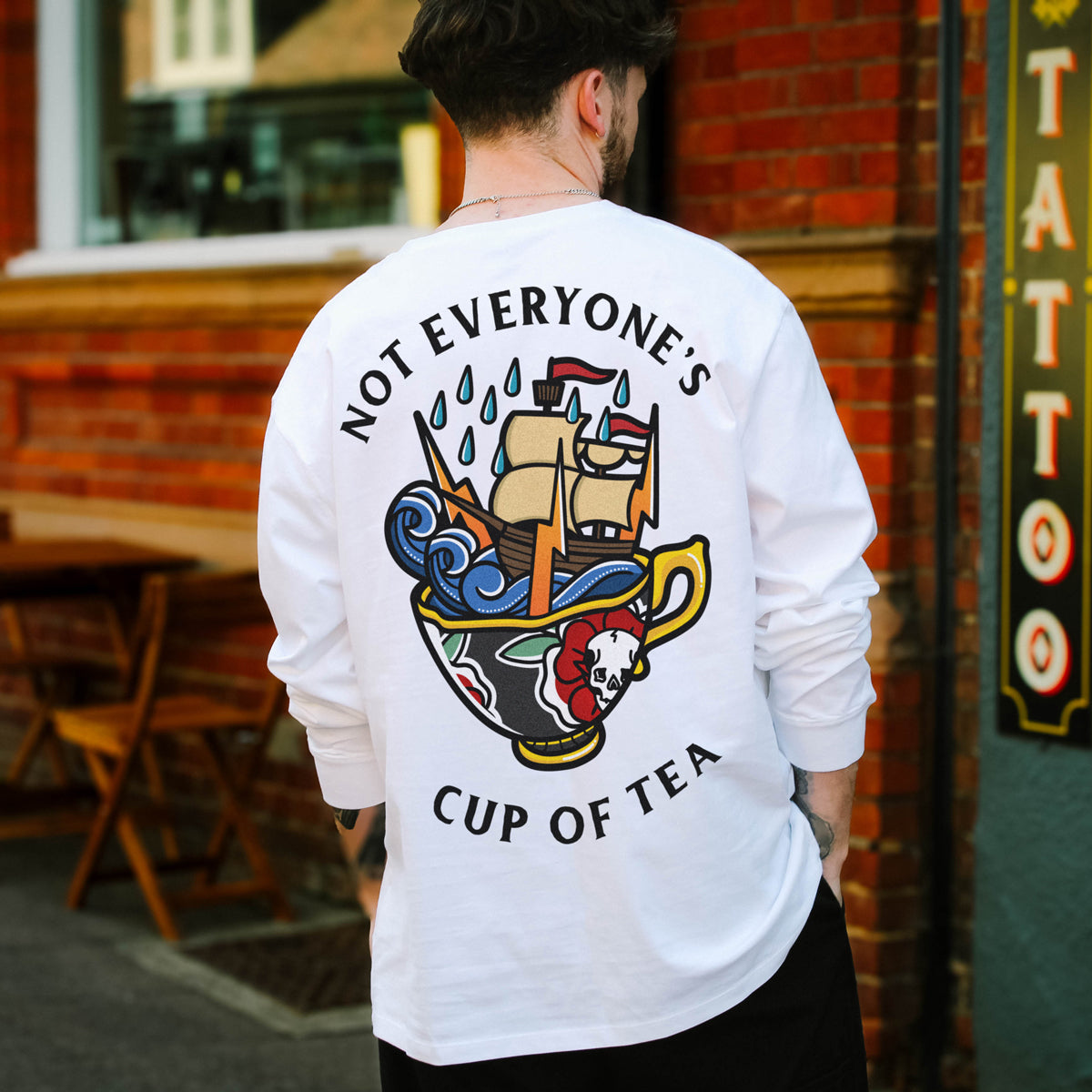 Not Everyone's Cup Of Tea Long Sleeve T-Shirt (Unisex)-Tattoo Clothing, Tattoo Long Sleeve T-Shirt, EP185L-Broken Society