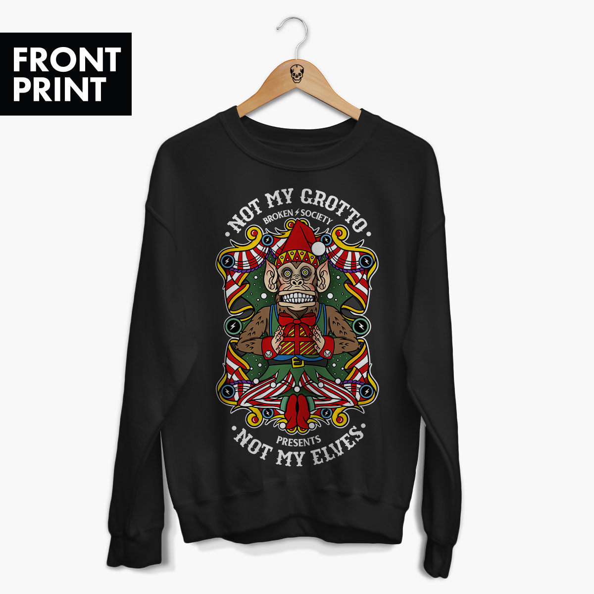 Not My Grotto Christmas Jumper (Unisex)-Tattoo Clothing, Tattoo Sweatshirt, JH030-Broken Society
