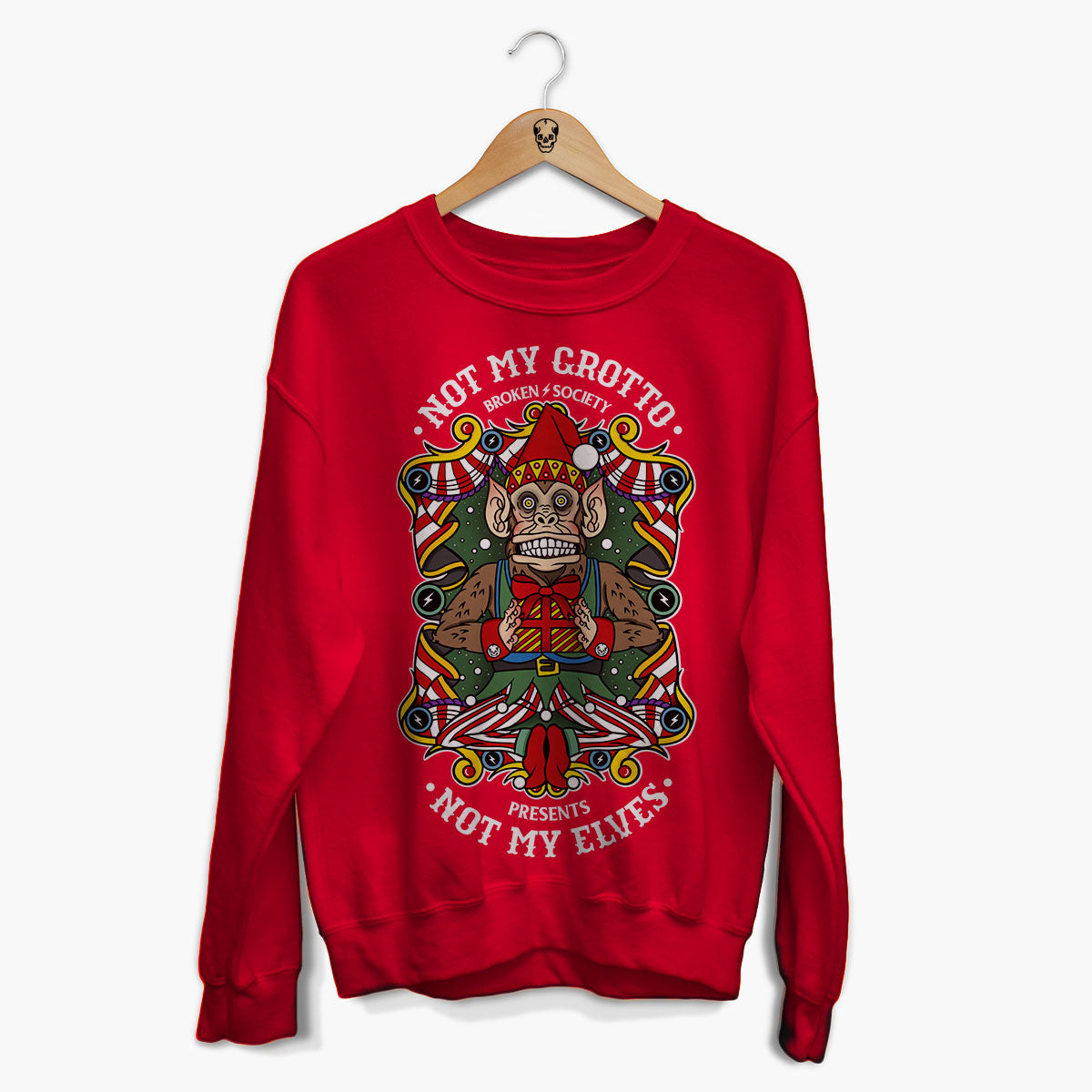 Not My Grotto Christmas Jumper (Unisex)-Tattoo Clothing, Tattoo Sweatshirt, JH030-Broken Society