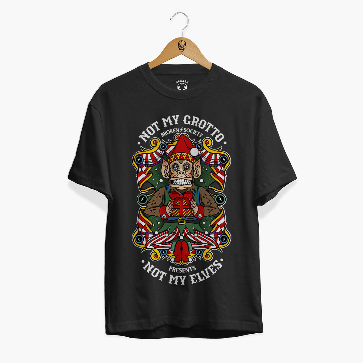 Not My Grotto Front Print Christmas T-Shirt (Unisex)-Tattoo Clothing, Tattoo T-Shirt, EP01-Broken Society